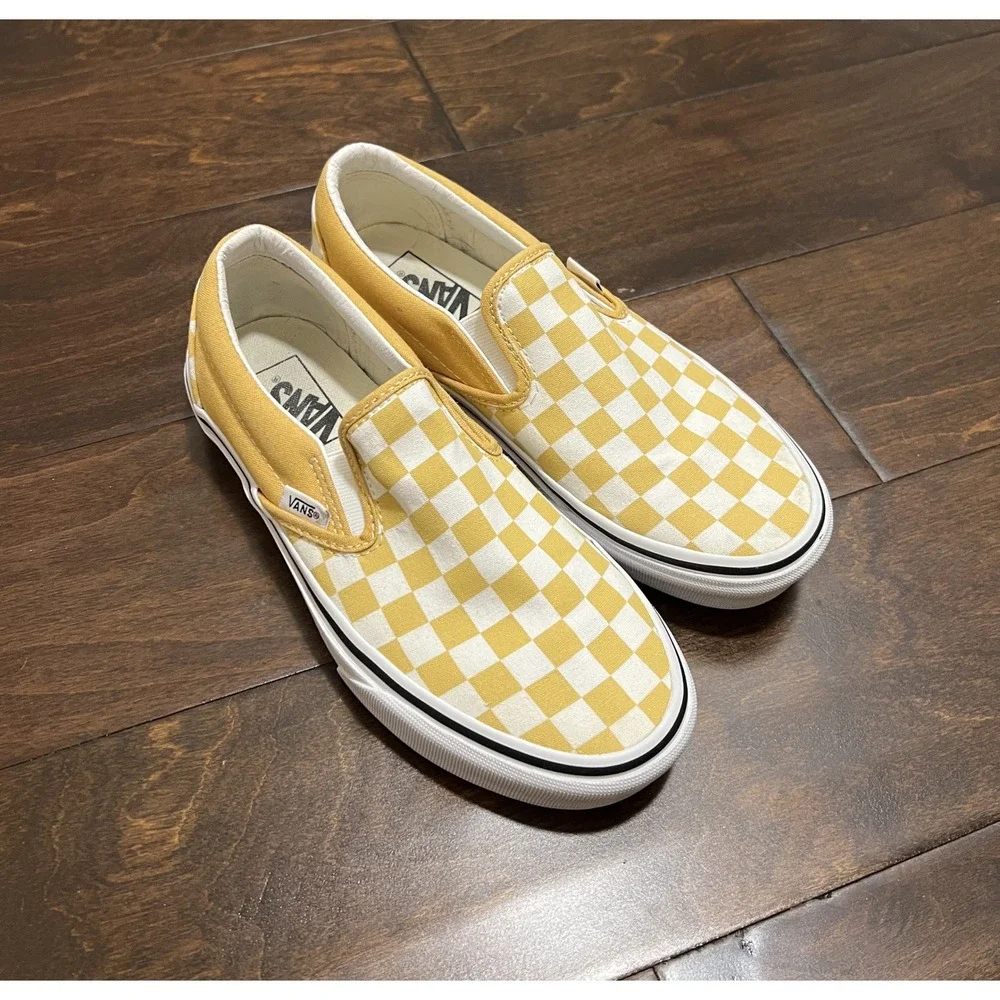 West Coast Skatercore VANS Checkerboard Slip-on Shoes Yellow/White Unisex